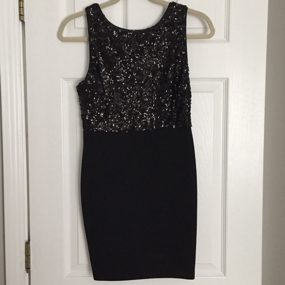 NWT Sexy Little Black Dress sequins back zipper